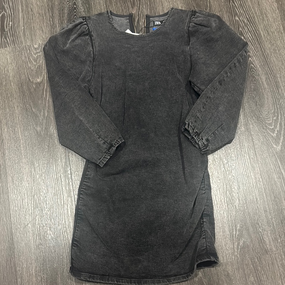 Zara Gray Puff Sleeve Bodycon Dress